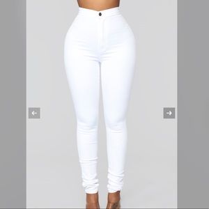 Super high waist denim skinnies - white